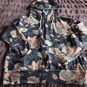 Ampersand Hoodie - Dark grey and floral - XXL